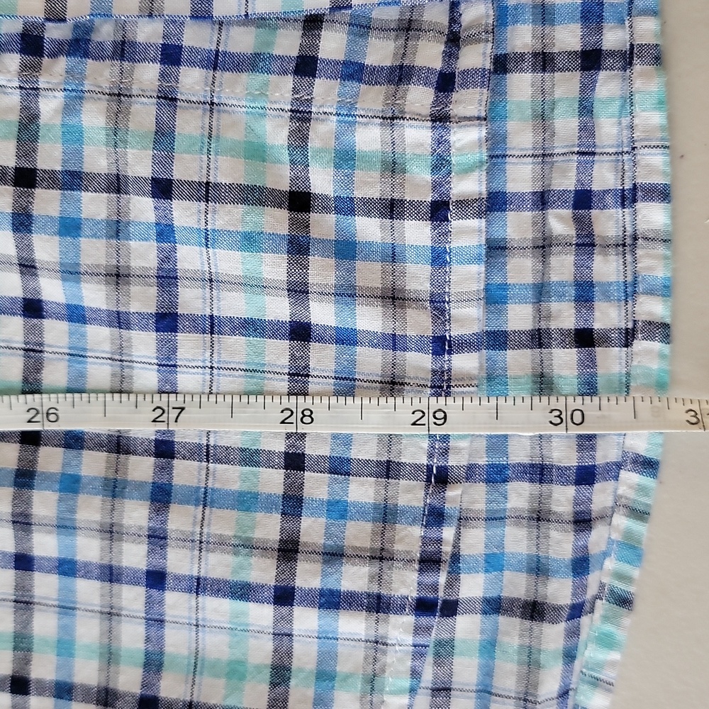 U.S. Polo Assn Men’s Plaid Button‑Down Shirt Blue White Gray Short Sleeve Sze 2X - Picture 9 of 10